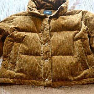 RAILS Ezra Corduroy Cropped Puffer Jacket In Ground Cinnamon